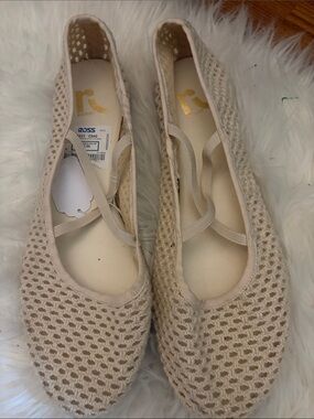Report Beige Crochet Ballet Flats with Elastic Cross Straps
